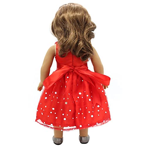 Pequeña Ropa de muñeca Ropa sin Mangas Fiesta Vestido de Fiesta de Chicas Ropa Princesa Disfraz para 18 Pulgadas muñecas Rojas