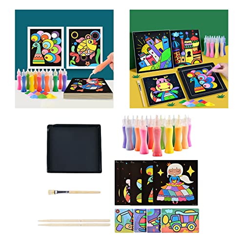 perfeclan Kit de Arte de Arena Pintura de Arena Artesanía Etiqueta de Transferencia mágica Aprendizaje Educativo, Regalo del día de los niños