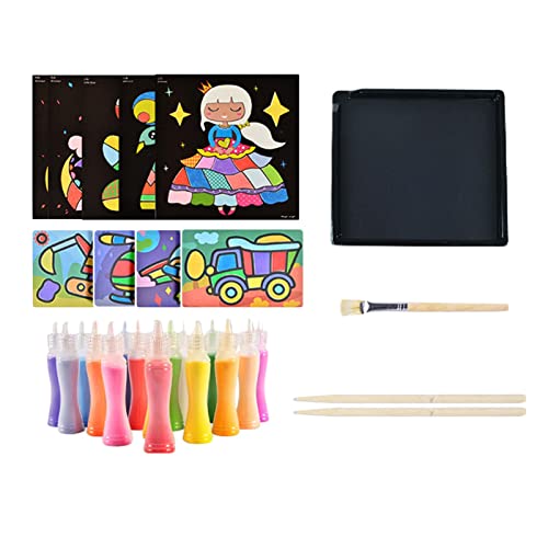 perfeclan Kit de Arte de Arena Pintura de Arena Artesanía Etiqueta de Transferencia mágica Aprendizaje Educativo, Regalo del día de los niños