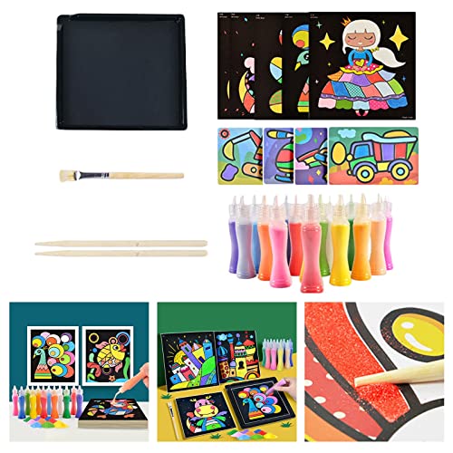 perfeclan Kit de Arte de Arena Pintura de Arena Artesanía Etiqueta de Transferencia mágica Aprendizaje Educativo, Regalo del día de los niños