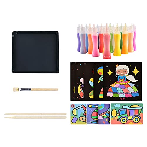 perfeclan Kit de Arte de Arena Pintura de Arena Artesanía Etiqueta de Transferencia mágica Aprendizaje Educativo, Regalo del día de los niños