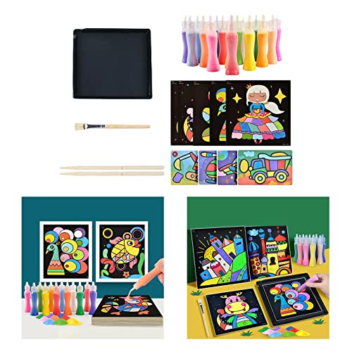 perfeclan Kit de Arte de Arena Pintura de Arena Artesanía Etiqueta de Transferencia mágica Aprendizaje Educativo, Regalo del día de los niños