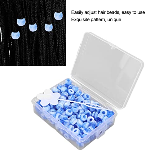 Perlas Redondas para el Cabello, Perlas de Plástico, Perlas Trenzadas para el Cabello, Kit de Perlas de Poni para Mujeres, Niñas, Niños, Todas las Edades, Accesorios de Decoración del(azul)