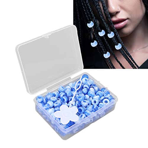 Perlas Redondas para el Cabello, Perlas de Plástico, Perlas Trenzadas para el Cabello, Kit de Perlas de Poni para Mujeres, Niñas, Niños, Todas las Edades, Accesorios de Decoración del(azul)