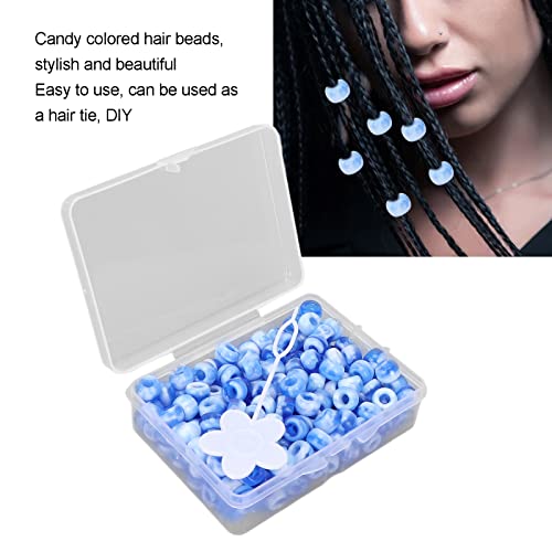 Perlas Redondas para el Cabello, Perlas de Plástico, Perlas Trenzadas para el Cabello, Kit de Perlas de Poni para Mujeres, Niñas, Niños, Todas las Edades, Accesorios de Decoración del(azul)