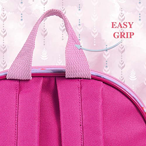 PERLETTI Mochila Niña Disney Frozen 2 Rosa Violeta con Bolsillo Frontal - Mochilita Niñas Escuela Guardería con Princesas Ana Elsa - Bolso Escolar con Tirantes Regulables para Chicas - 36x25x12 cm