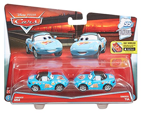 Personajes de la película "Cars" Dinoco Mia y Tia, de Mattel, DKV58, 2 unidades , color/modelo surtido