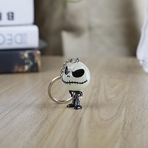 Pesadilla antes de Navidad Jack Skellington llavero luminoso colgante de moda fantasma coche colgante llavero regalo creativo