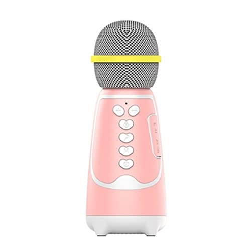 Petrichori Micrófono de Karaoke inalámbrico de Mano portátil para niños, Altavoz para niños, Reproductor de KTV para el hogar, micrófono para niños, Juguetes Musicales para niños, Rosa