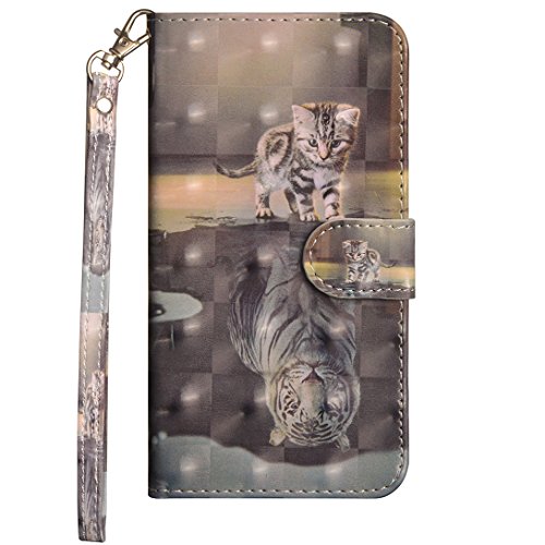 Pheant Compatible con Samsung Galaxy A12 Funda Libro - Carcasa con Correa de Mano,Soporte Plegable,Ranuras para Tarjetas,Absorción de Choque - Dibujo 3D Tigre Gato