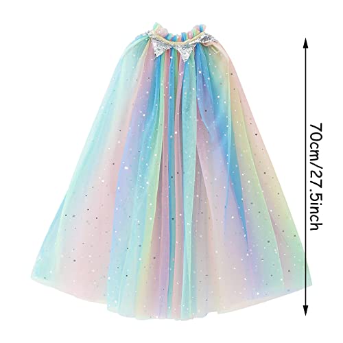 PHOGARY Vistoso Capa Princesa Niña Disfraz Princesa Vestido, Disfraces Halloween Navidad Carnaval Cosplay Cumpleaños Fiesta Princesa Disfraces Capa para Niños (70cm)