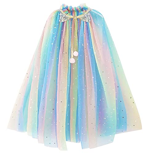 PHOGARY Vistoso Capa Princesa Niña Disfraz Princesa Vestido, Disfraces Halloween Navidad Carnaval Cosplay Cumpleaños Fiesta Princesa Disfraces Capa para Niños (70cm)