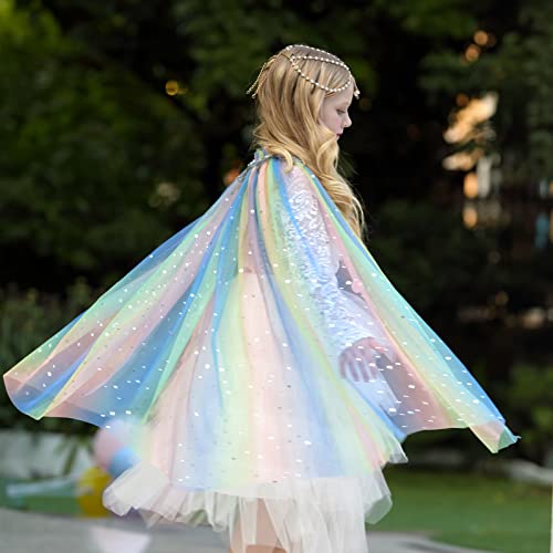 PHOGARY Vistoso Capa Princesa Niña Disfraz Princesa Vestido, Disfraces Halloween Navidad Carnaval Cosplay Cumpleaños Fiesta Princesa Disfraces Capa para Niños (70cm)