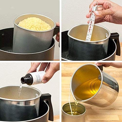 Phonleya Vela Cera para derretir – 2 libras 1,2 l doble caldera para verter olla resistente al calor mango de cera para derretir olla para el hogar DIY tienda de velas