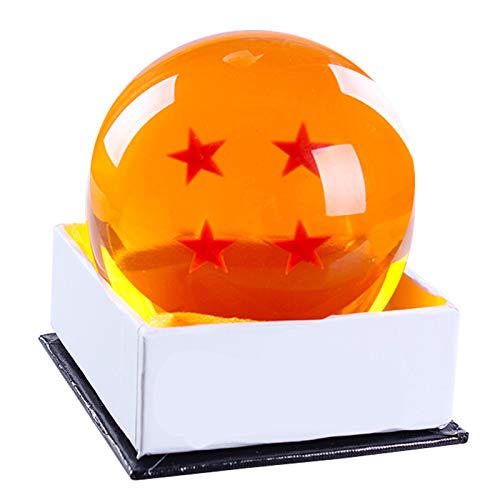 PHY Dragon Ball Z 7.6CM Bolas del Dragón Estrellas con Caja de Regalo Bola de Cristal Transparente Juguetes y Juegos Decoración Adornos Coleccionables para Niños Fans del Anime de DBZ Star 4-7.6cm