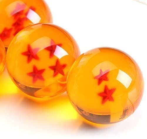 PHY Dragon Ball Z 7.6CM Bolas del Dragón Estrellas con Caja de Regalo Bola de Cristal Transparente Juguetes y Juegos Decoración Adornos Coleccionables para Niños Fans del Anime de DBZ Star 4-7.6cm