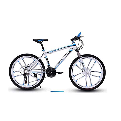 PING Bicicleta de montaña para Hombres, Bicicletas de Carretera Ligeras, Bicicleta Ajustable de Velocidad de Freno de Disco de Doble Impacto, para Viajes de Verano al Aire Libre,Azul