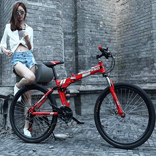 PING Bicicletas de montaña para Adultos, Bicicletas Plegables de Acero con Alto Contenido de Carbono, Frenos de Doble Disco, Bicicletas de 21 velocidades,Bicicletas suspensión Total 26 Pulgadas