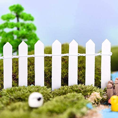 PiniceCore Valla Miniatura Hada del jardín Juego de Madera para terrario casa de muñecas DIY Accesorios de decoración Blanca 90X5cm