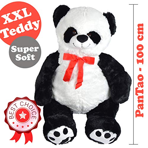 Pink Papaya Oso de Peluche Gigante XXL Panda Pan Tao, 100cm XXL Osito de Peluche en Blanco y Negro, Tejido de Felpa , Osito Panda , Oso de Peluche XXL para abrazar de la Marca Toys