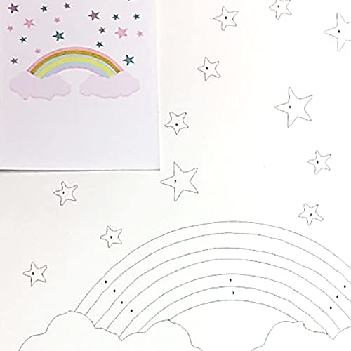 Pintar por Números Personalizado.Con marco.DIY Pintura Manualidades Unicornio, Arco Iris, Elefante y Jirafa. Decoración habitación infantil. Regalo original Navidad, Comunión, cumpleaños (ARCOIRIS)