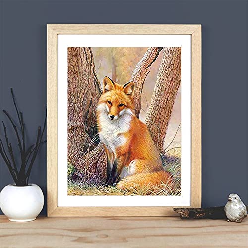 Pintura al óleo por número Fox Animal Dibujo sobre lienzo Pintura por número Paisaje de invierno Regalos pintados a mano A9 40x50cm