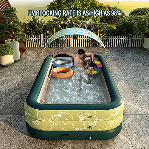 Piscinas infantiles para niños, Piscina inflable adultos Jardín de niños Patio trasero al aire libre con dosel Piscina para niños Inflación un clic Fiesta de agua de verano, jardín (3 capas),3.8m