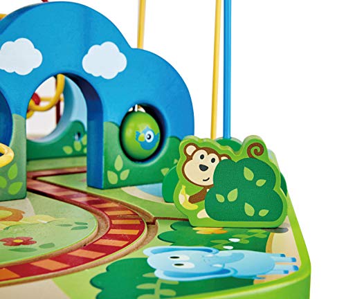 Pista mesa aventura selvática de Hape, mesa de actividades infantil con accesorios, imágenes de escenas africanas, mesa de tamaño infantil para jugar solo o en grupo