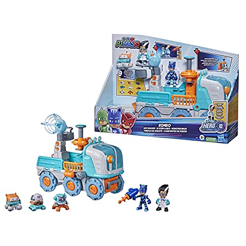 PJ Masks BOT Builder Juguete Preescolar, 2 en 1 vehículo Romeo y Robot Factory Playset con Luces y Sonidos para niños a Partir de 3 años, Multicolor (Hasbro F21205L0)