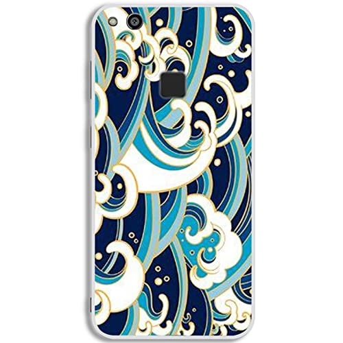 plástica Delgada Compatible for P9 Lite Huawei Caso de la Cubierta Protectora diseño Surging Waves