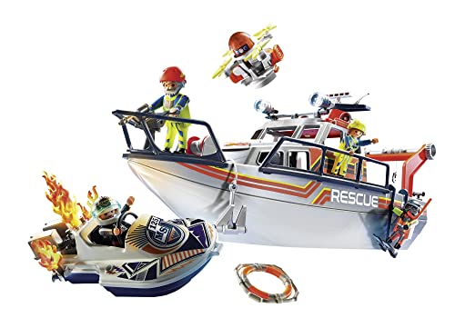 PLAYMOBIL City Action 70140 - Operativo de extinción de Incendios con Barco de Rescate. A Partir de 4 años