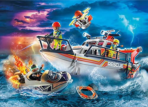 PLAYMOBIL City Action 70140 - Operativo de extinción de Incendios con Barco de Rescate. A Partir de 4 años