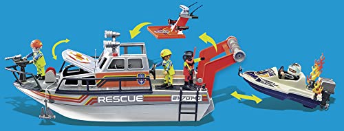 PLAYMOBIL City Action 70140 - Operativo de extinción de Incendios con Barco de Rescate. A Partir de 4 años