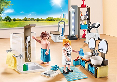 PLAYMOBIL City Life Baño, con Efectos de Luz, a Partir de 4 Años (9268) + City Life Dormitorio, a Partir de 4 Años, Multicolor, 9.2 x 18.7 x 24.8 cm (9271)