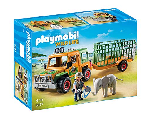 Playmobil Vida Salvaje Vehículo Safari con Leones, Playset de Figuras de Juguete, Multicolor (6798), Miscelanea + Camión con Elefante (6937)