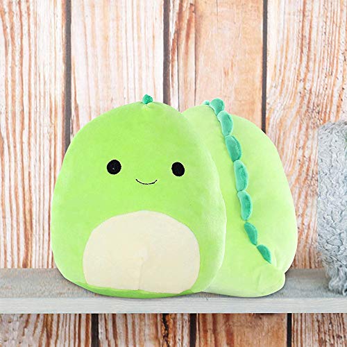 Plushie Cute Dinosaur Stuffed Animals Almohada de juguete | Dinosaurio 3D Almohada verde Cojín lumbar suave para la espalda Peluche de peluche, 8 pulgadas (Verde)