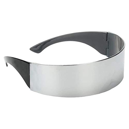 POFET Futurista Cíclope Estrecho Color Plata Espejo Lente Visera Gafas De Sol Traje De Vestir