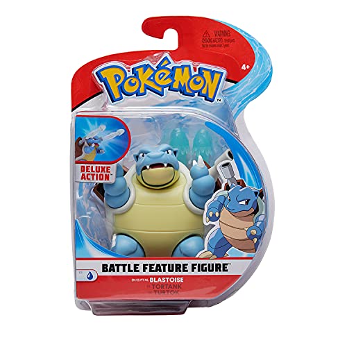 Pokémon Battle Feature Tortank (Blastoise) - Figura articulada de 12 cm de Tortank con función de lanzamisiles Torrent