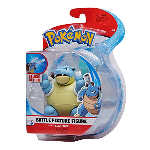 Pokémon Battle Feature Tortank (Blastoise) - Figura articulada de 12 cm de Tortank con función de lanzamisiles Torrent