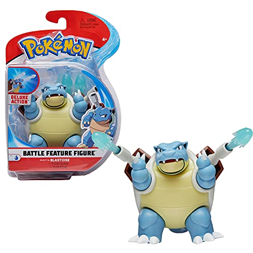 Pokémon Battle Feature Tortank (Blastoise) - Figura articulada de 12 cm de Tortank con función de lanzamisiles Torrent