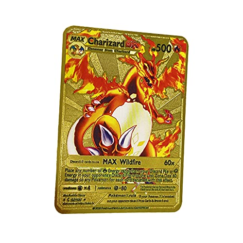 Pokemon Card Charizard-DX - Tarjeta de Pokemon personalizada de metal GX VMAX, juguetes Pokemon, juego de cartas de Puzzle, adecuado para la visualización de la colección, regalo de 1 pieza