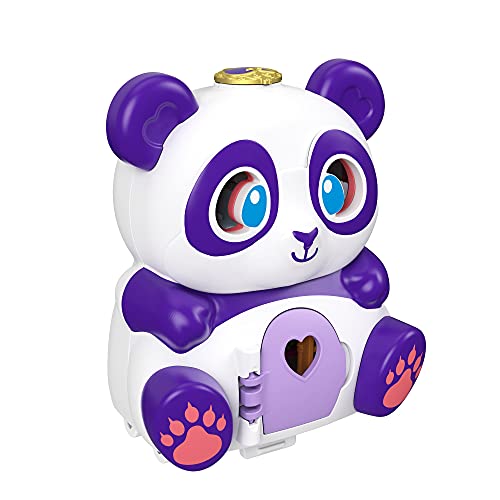 Polly Pocket Cofre con forma de oso panda, con muñeca y mascotas, juguete para niñas y niños +4 años (Mattel GTM58)