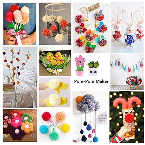 Pom Pom Maker 4 Tamaños Pompón Hacedor Pelusa Herramienta Para Lana Aguja Tejedor Tejido DIY para adultos (4)