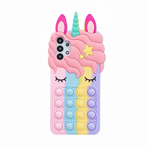 Pop it Case para Samsung Galaxy S9 Plus, Unicorn Bubble Fidget Funda de Silicona para teléfono Funda Protectora Suave con cordón para Samsung Galaxy S9 Plus - Arcoíris