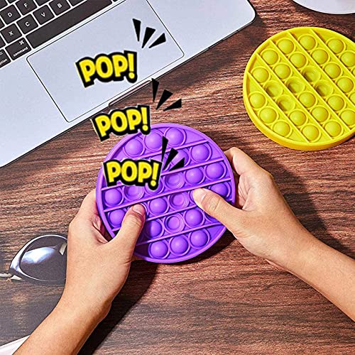 POP IT - Juguete Antiestres - Fidget Toy Silicona Sensorial - Juego Entretenimiento para Aliviar el Estres - Juguetes Educativos para Niños y Adultos - Pop Bubble Sensory Toy (Redondo Azul - Rosa)