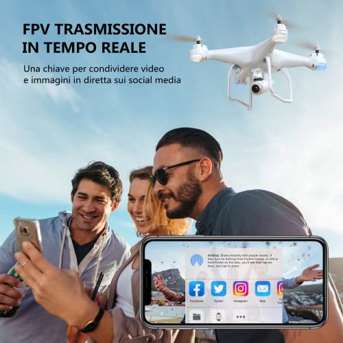 Potensic GPS Drone ConCámara 1080P, Drone Profesional T25, Drone GPS FPV Transmisión, Drones con la Cámara 120° Gran Angular Ajustable, Drones Profesionales para Principantes RC Cuadricóptero