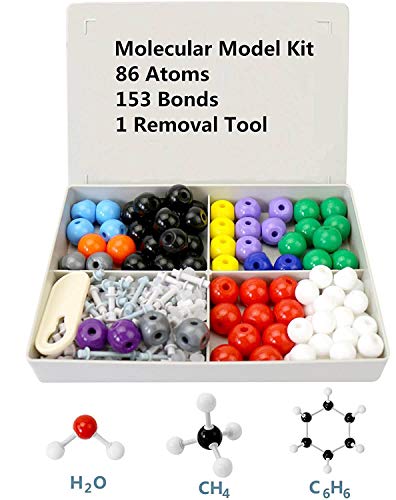 Poweka Modelo Molecular Kit de Estructura Orgánica Inorgánica Química 240 Unids con Átomo Enlaces y Guía de Instrucción para Maestros Estudiantes y Científicos