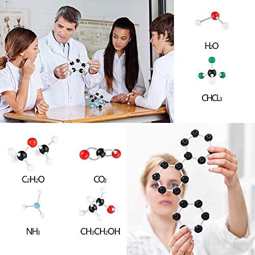 Poweka Modelo Molecular Kit de Estructura Orgánica Inorgánica Química 240 Unids con Átomo Enlaces y Guía de Instrucción para Maestros Estudiantes y Científicos