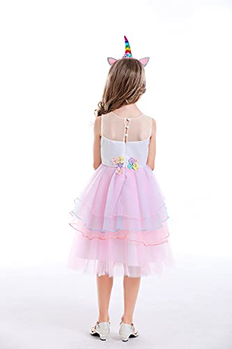 Pretty Princess Vestido para niña Unicornio Disfraz Cosplay 2PCS Princesa Fiesta de Halloween Navidad Cumpleaños 7-8 años