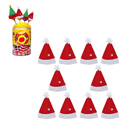 PRETYZOOM 10 unids Lollipop Sombreros de Navidad Sombrero Decoraciones de Santa Claus Sombreros DIY Mini Sombreros Paquete de Dulces para la Tienda del Hogar